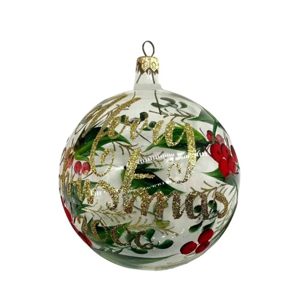 Heart Gifts by Teresa Merry Christmas 2006 Hand Painted Glass Ornament USA